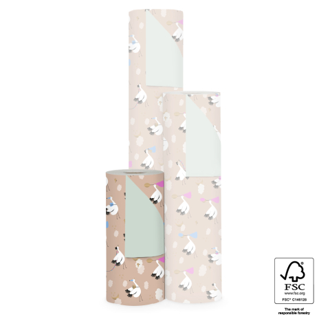 P15.248.030 Inpakpapier - Baby Bird Beige - Pastel Mint