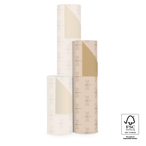 P15.349.050 Inpakpapier - Dragonfly Beige - Gold