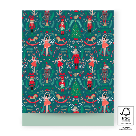 P38.298.027 X-mas Cadeauzakjes - Nutcracker - Pistache - 27 x 34 cm