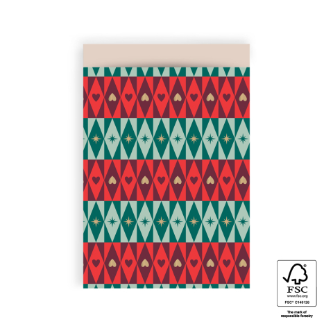 P38.304.017 X-mas Cadeauzakjes - Festive Green - Beige - 17 x 25 cm