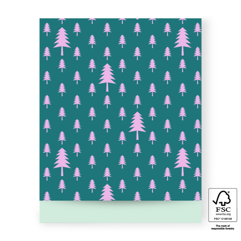P38.320.027 X-mas Cadeauzakjes - Tree Jade Green/Pink - Pastel Mint - 27 x 34 cm