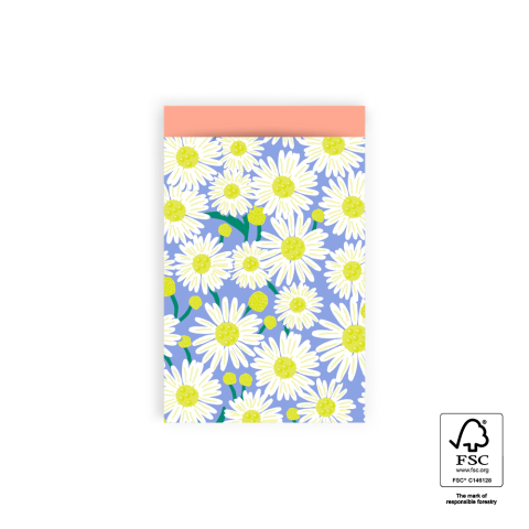 P43.260.012 Cadeauzakjes - Daisy Blue - Salmon - 12 x 19 cm