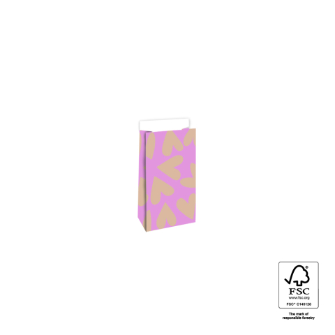 P44.084.007 Blokbodemzakken - Big Hearts Pink/Nude - 7 x 4 x 13 cm