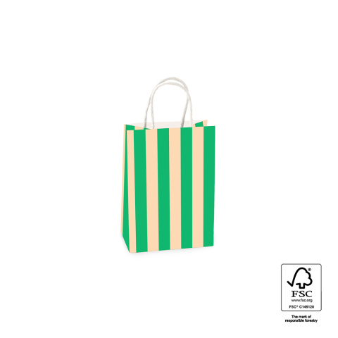 P46.002.015 Carrier Bags - Stripe Green/Peach