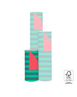 P15.311.030 Inpakpapier - Stripe Chalk Green - Red