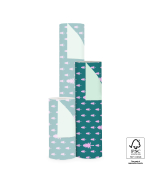 P35.320.050 X-mas Inpakpapier - Tree Jade Green/Pink - Pastel Mint